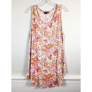 Lane Bryant Floral Swing Tank Top Tunic Pink Orange Sleeveless Scoop Neck 18/20